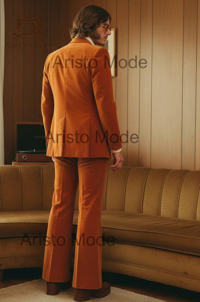 Vintage 70s Inspired Velvet Suit for Men