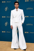 White 70s Flared Suit for Men