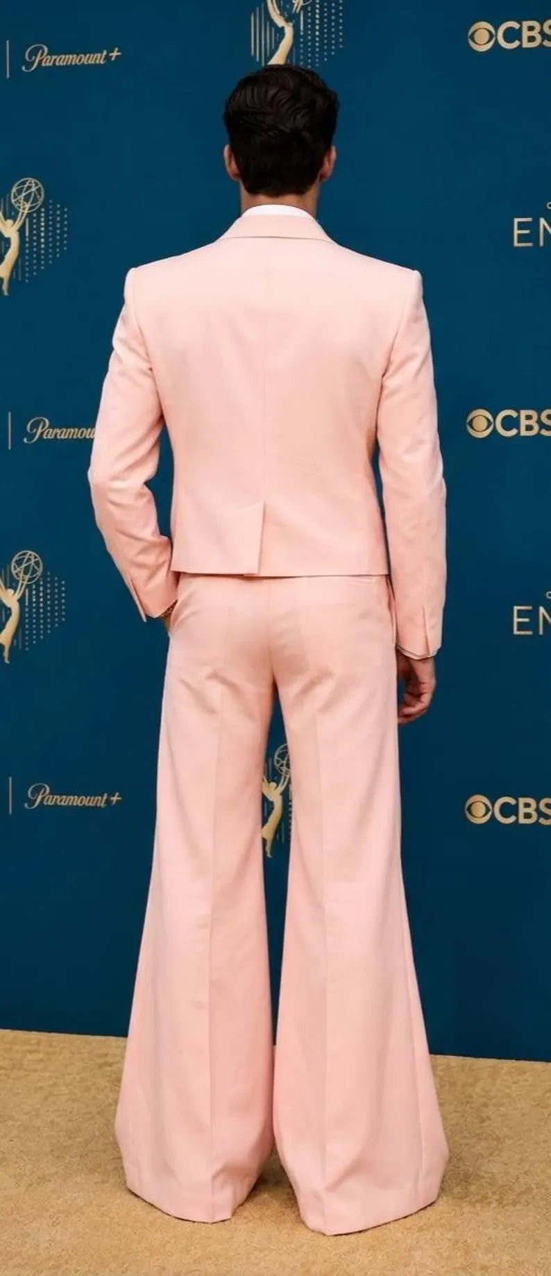 Blush Pink 70s Flared Suit for Men