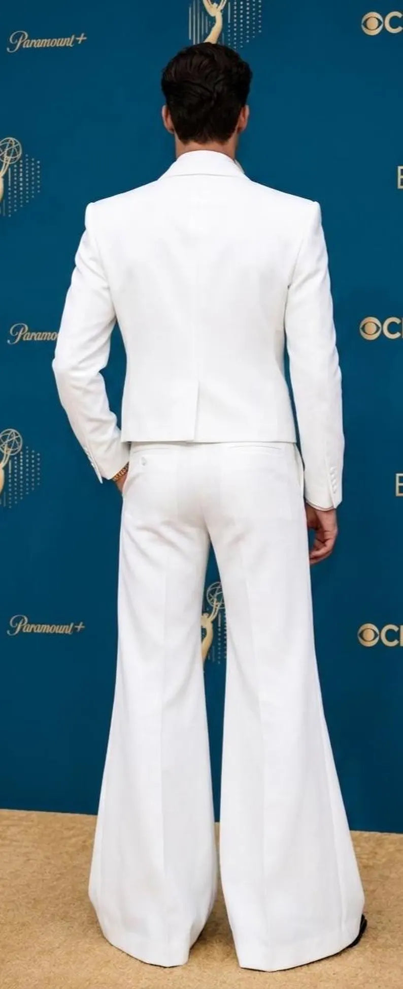 White 70s Flared Suit for Men