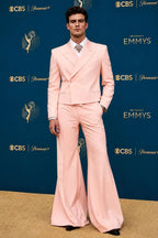 Blush Pink 70s Flared Suit for Men