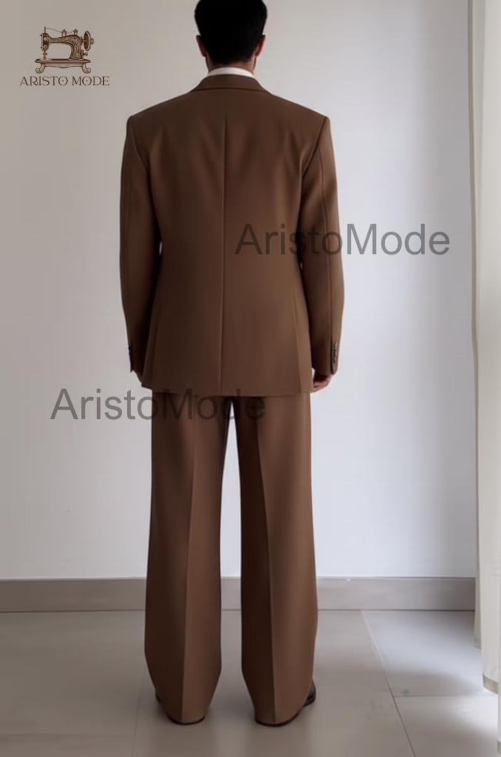 Men's Brown Double Breasted Suit