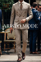 Men’s Beige Double Breasted Suit