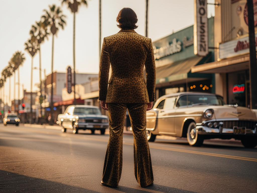 Leopard Print Velvet 70s Suit for Men | Double-Breasted Retro Suit