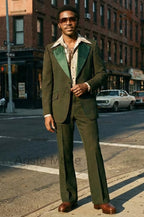 1970s Style Men's Suit | Green Flared Pants, Wide Lapel Blazer