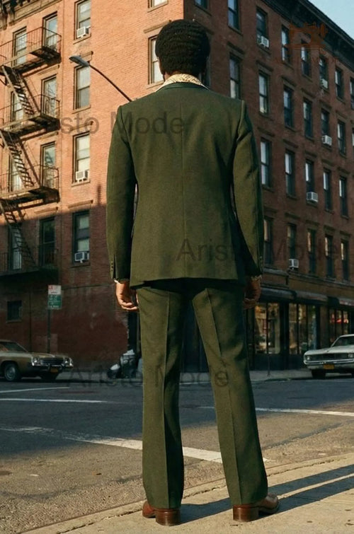 1970s Style Men's Suit | Green Flared Pants, Wide Lapel Blazer