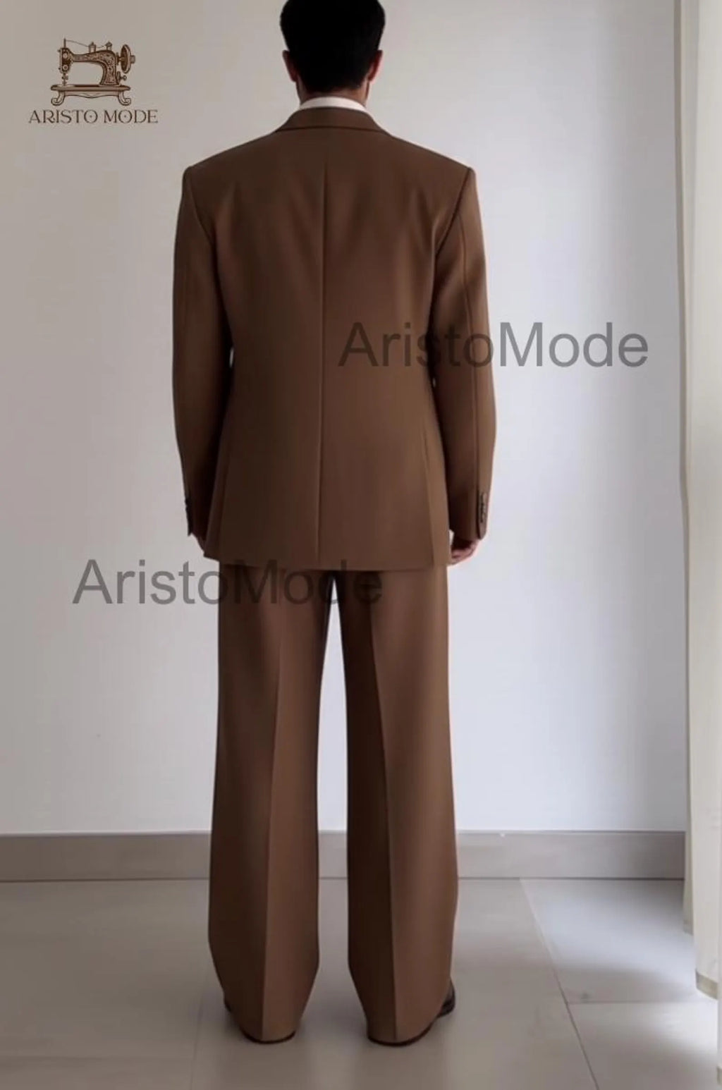 Men's Brown Double Breasted Suit