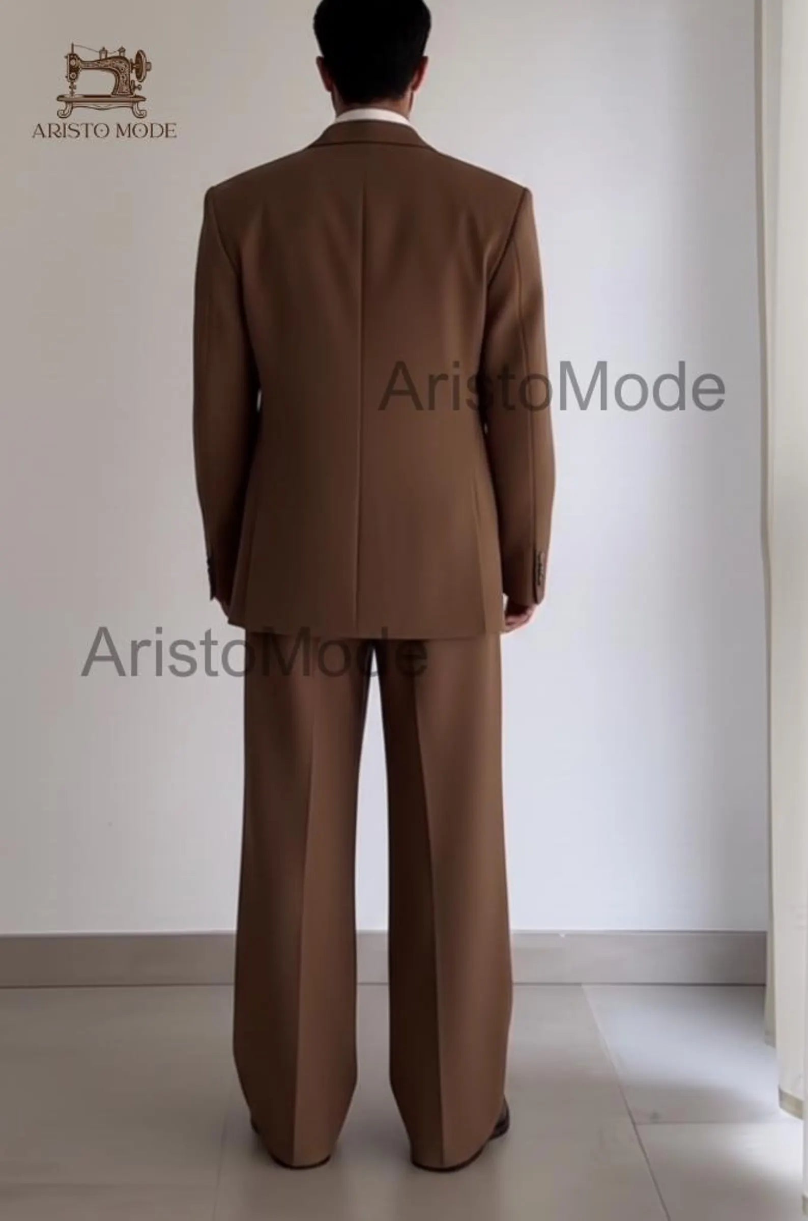 Men's Brown Double Breasted Suit