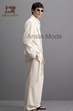 Men’s Ivory Belted Suit