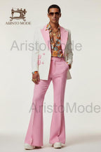 70s Pink Tuxedo for Men, Retro Disco Suit