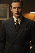 Custom Tailored Black Pinstripe Wool Suit