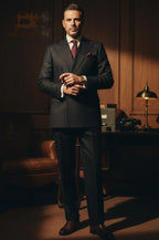 Custom Tailored Black Pinstripe Wool Suit